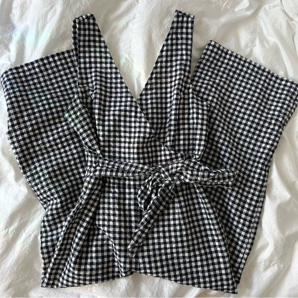 Banana Republic Black and White Checkered Jumpsuit